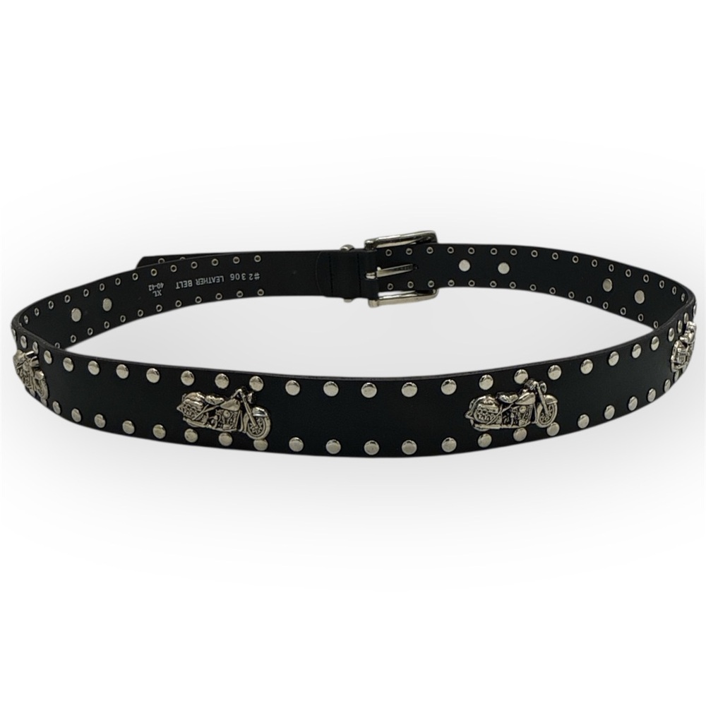 Studded Leather Bikercore Motorcycle Concho Belt - Picture 5 of 9